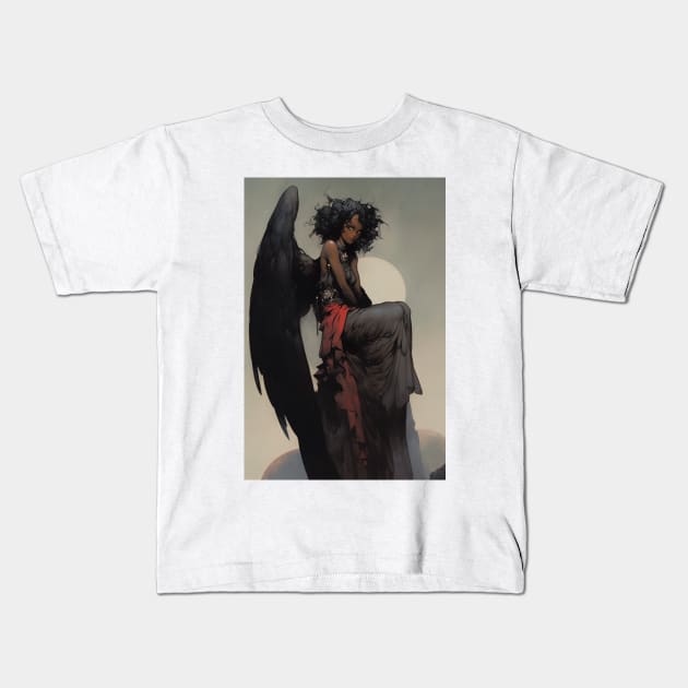 Fallen Angel Kids T-Shirt by PlushFutura